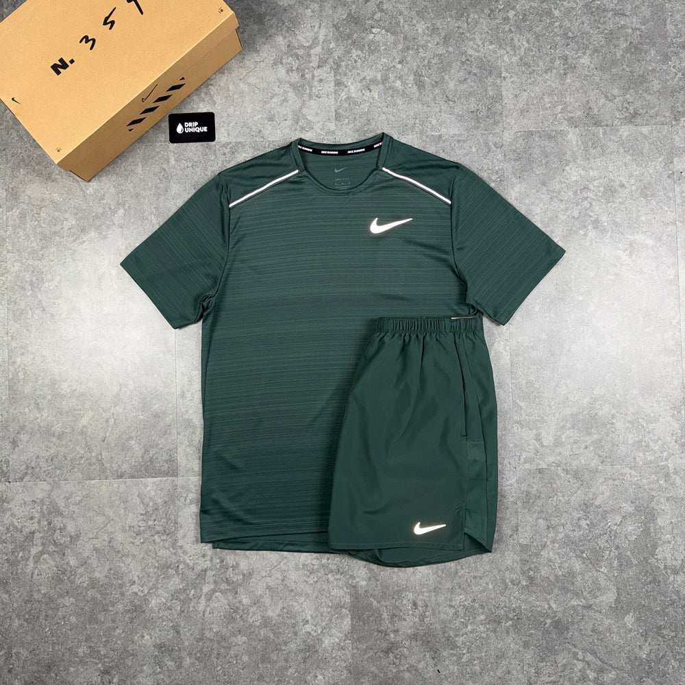 Nike Miler T-Shirt Vintage Green & Vintage Green Challenger Shorts Set, Nike Sets, dripuniqueuk