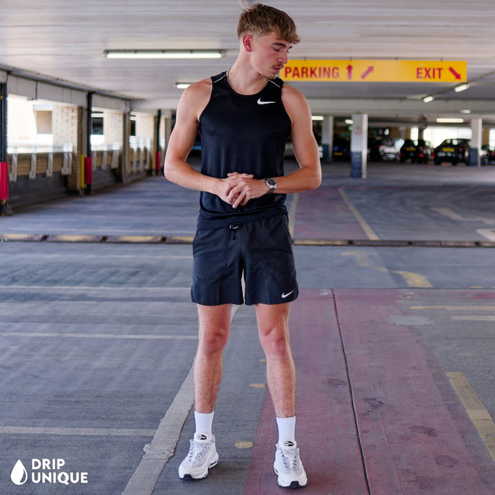 Men's Nike Miler Vest Black & Black Flex Stride Shorts Set, dripuniqueuk