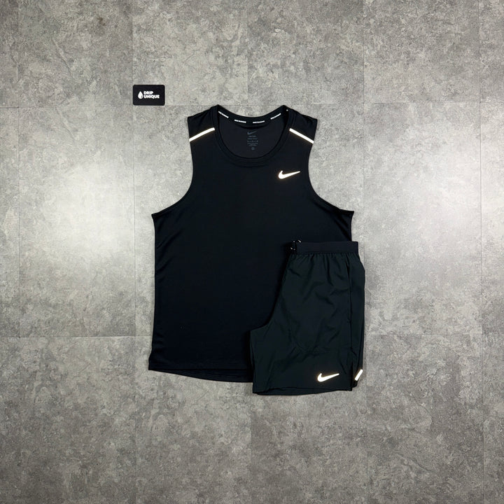 Nike Miler Vest Black & Black Flex Stride Shorts Set, nike miler 1.0 vest set, dripuniqueuk