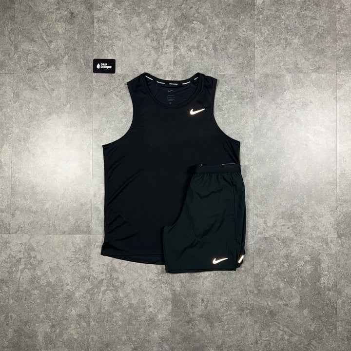 Nike Miler Vest Black & Black Flex Stride Shorts Set, nike miler vest set, dripuniqueuk