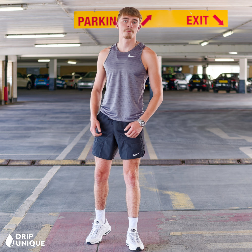Men's Nike Miler Vest Grey & Black Flex Stride Shorts Set, dripuniqueuk