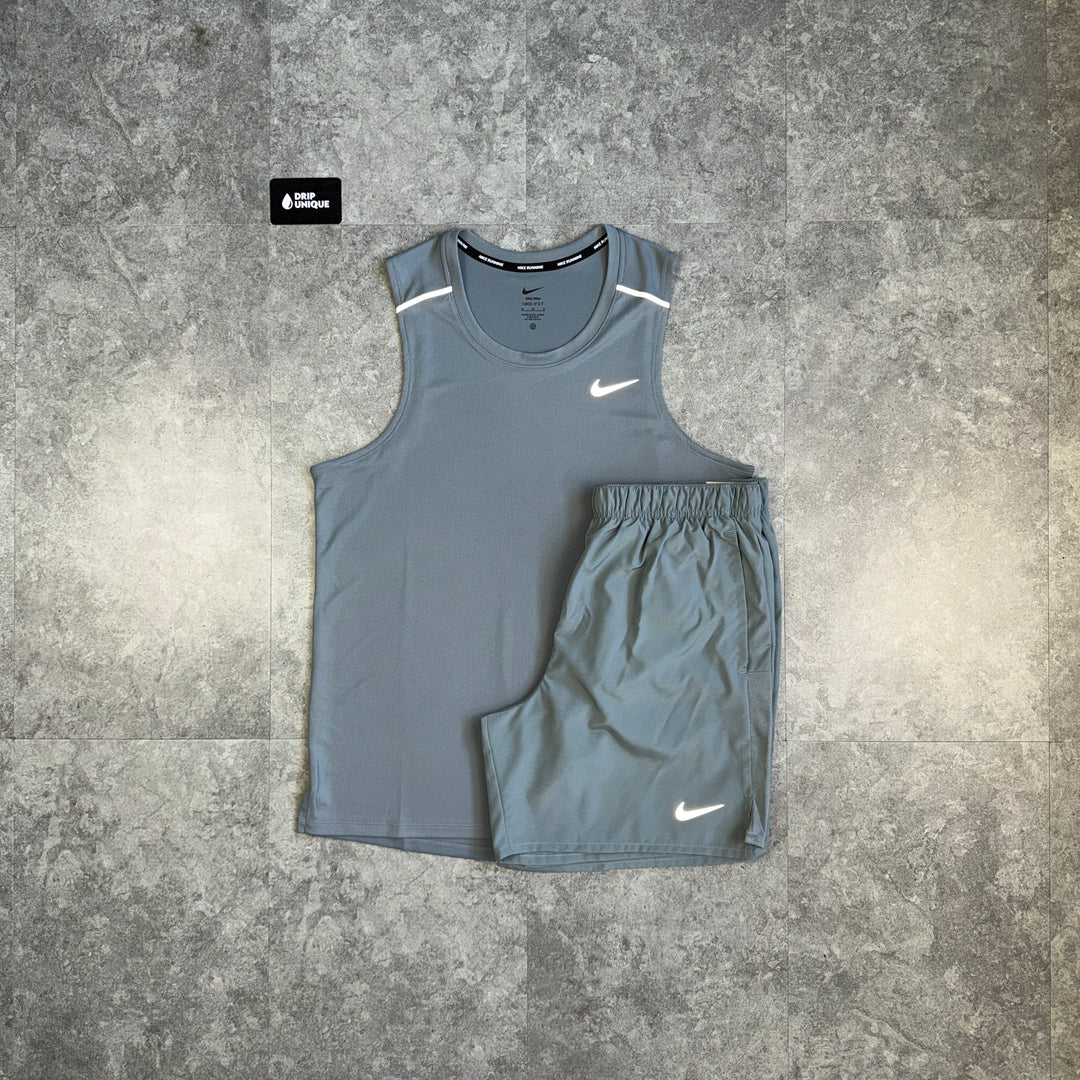 Nike Miler Vest Grey & Grey Challenger Shorts Set, nike set, dripuniqueuk