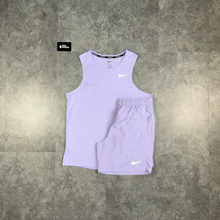 Nike Miler Vest Lavender & Lavender Challenger Shorts Set, nike vest set, dripuniqueuk