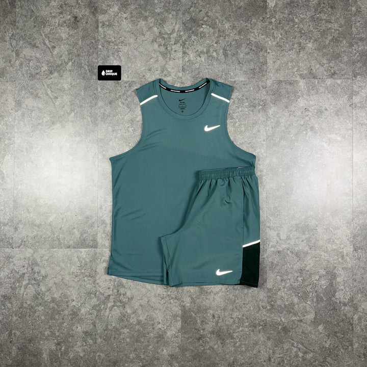 Nike Miler Vest Mineral Slate & Mineral Challenger Shorts Set, nike set, dripuniqueuk