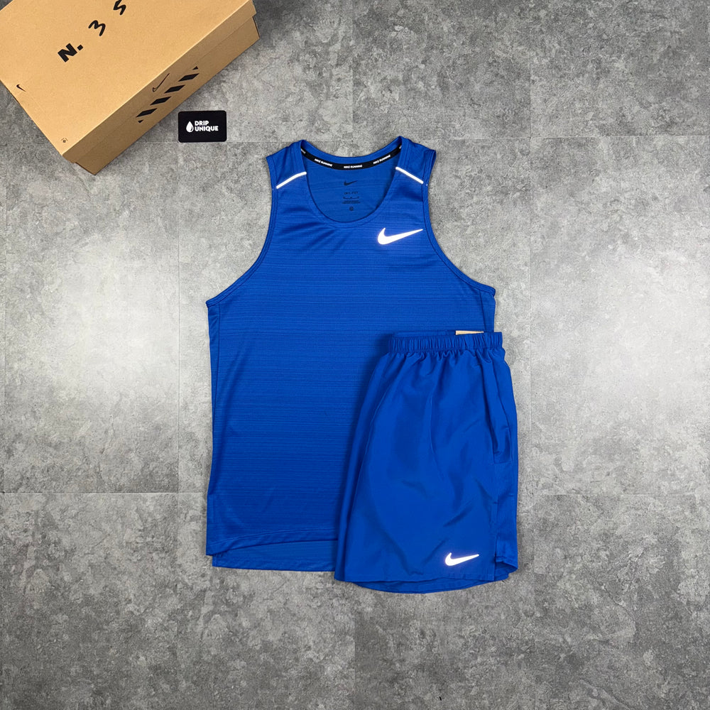Nike Miler Vest Royal Blue & Royal Blue Challenger Shorts Set, Nike Sets, dripuniqueuk