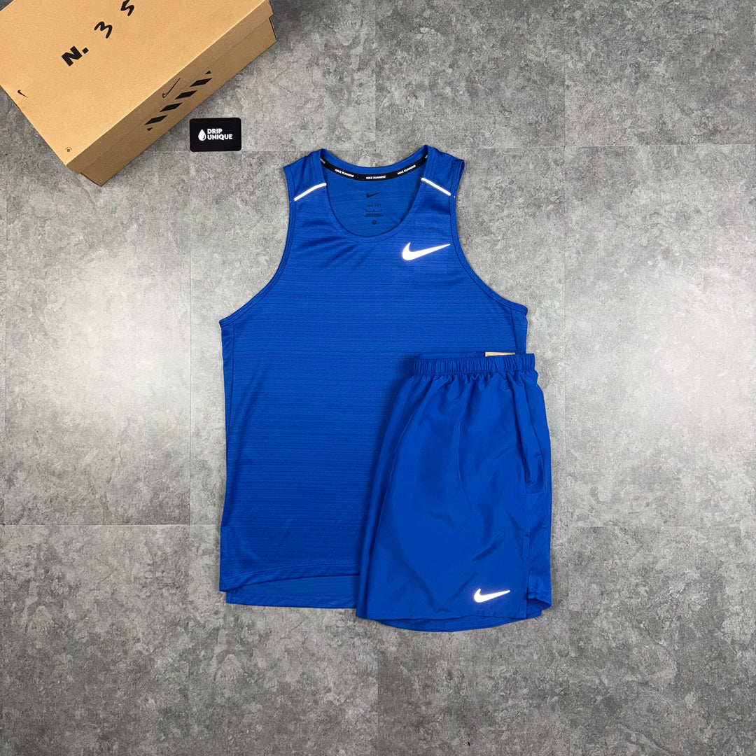 Nike Miler Vest Royal Blue & Royal Blue Challenger Shorts Set, Nike Sets, dripuniqueuk