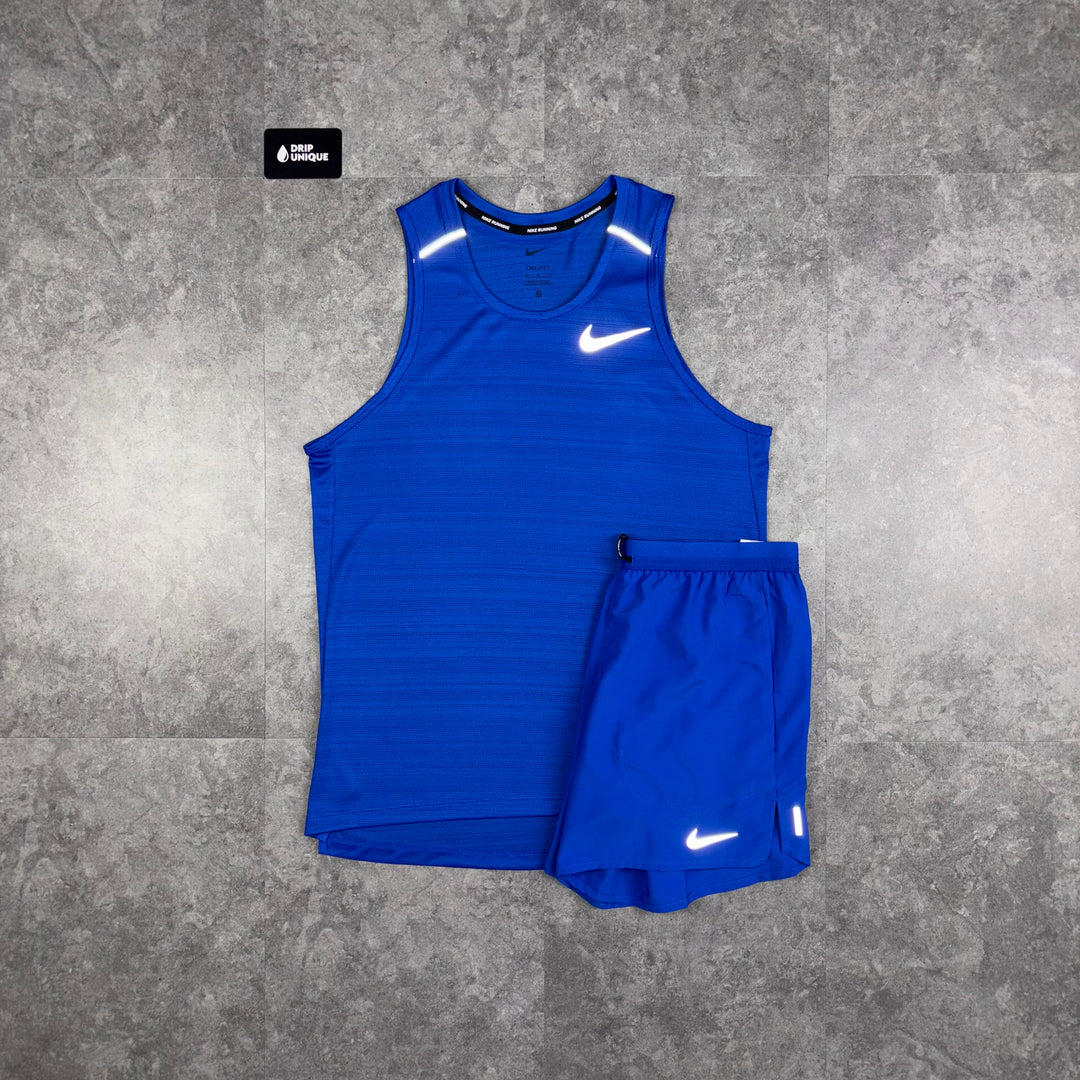 Nike Miler Vest Royal Blue & Royal Blue Flex Stride Shorts Set, Nike Miler Set, dripuniqueuk