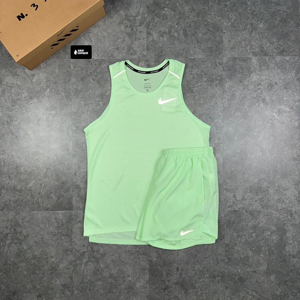 Nike Miler Vest Vapour Green & Vapour Green Challenger Shorts Set, Nike Sets for men, dripuniqueuk