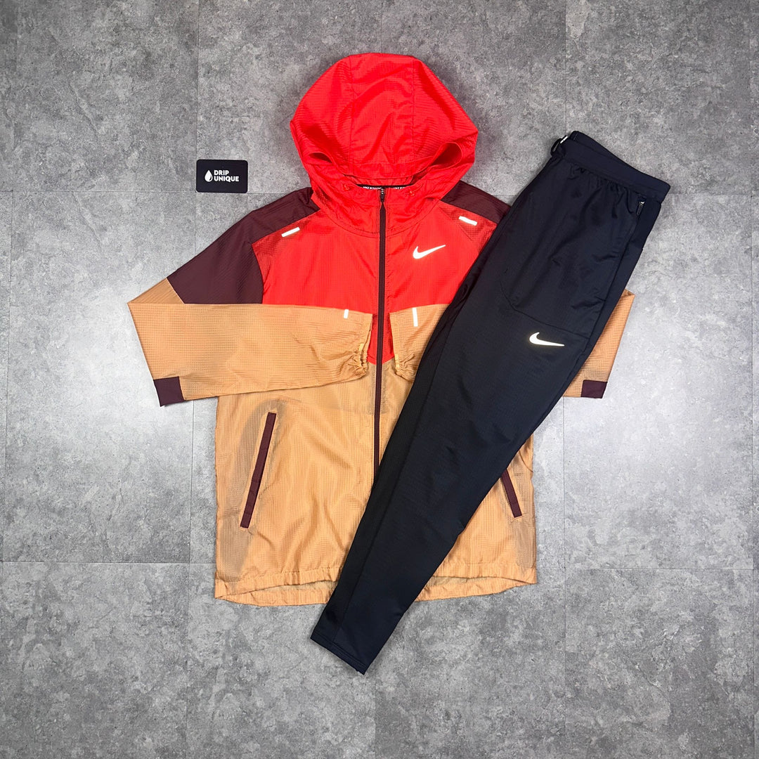 Nike windbreaker jacket red and black online