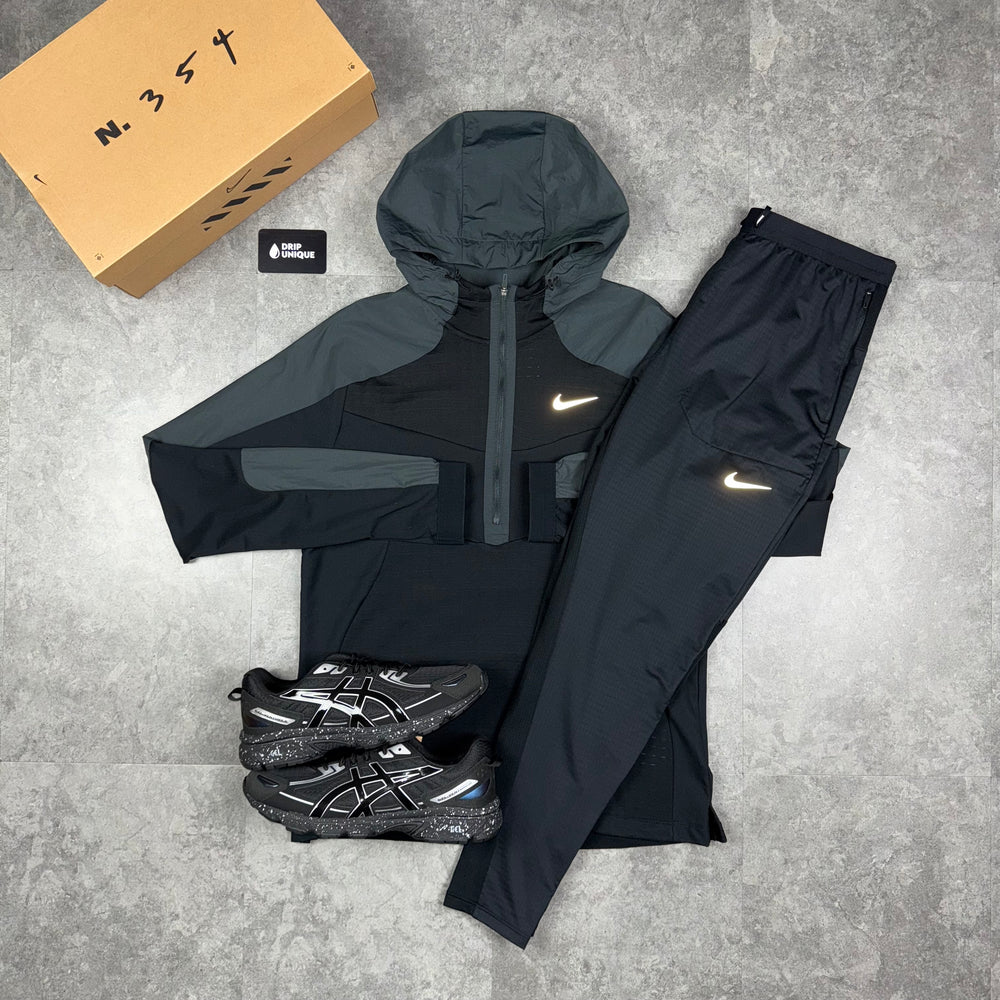 Nike Performance 1/4 Zip Jacket Black & Black Nike Phenom Pants Set, Nike Sets for men, dripuniqueuk