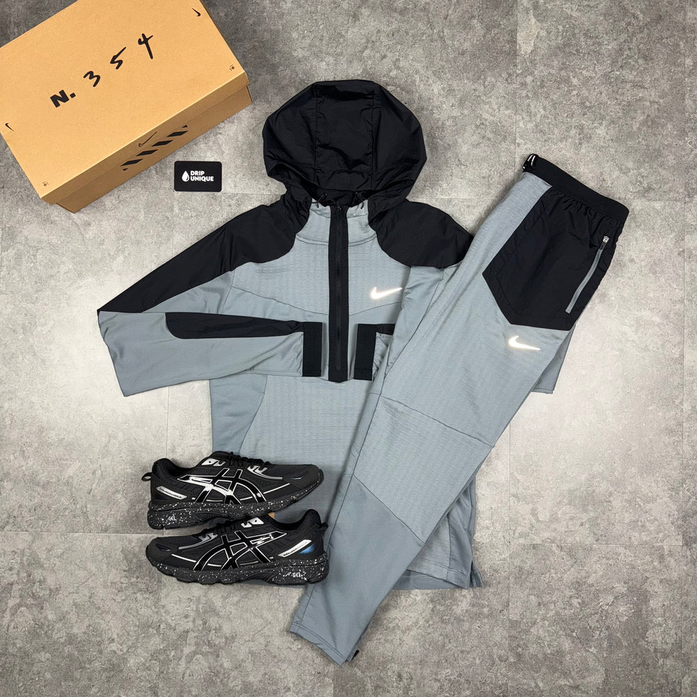 Nike Performance 1/4 Zip Jacket Grey & Grey Nike Pants Set, Nike Windrunner Set, dripuniqueuk