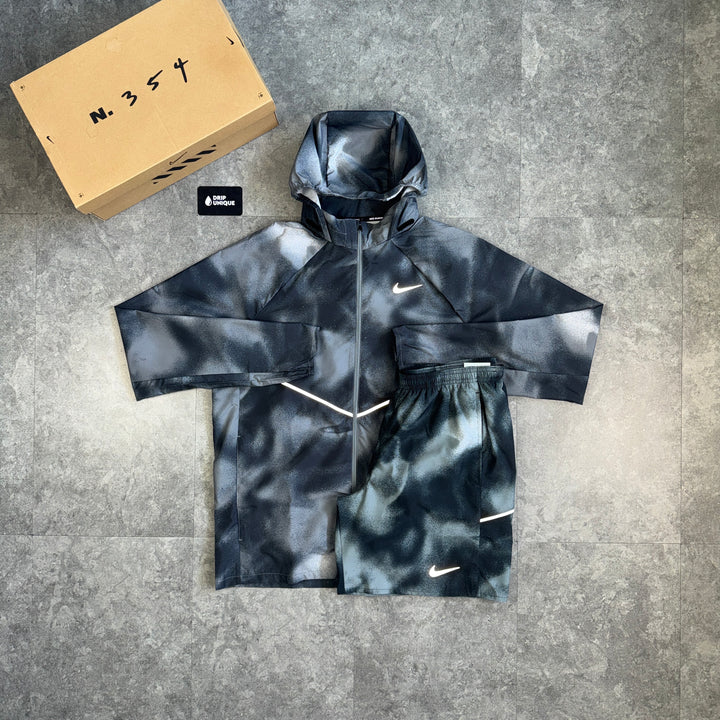 Nike Repel Miler 2.0 Windrunner Jacket Black Camo & Black Camo Challenger Shorts Set, nike jacket set, dripuniqueuk