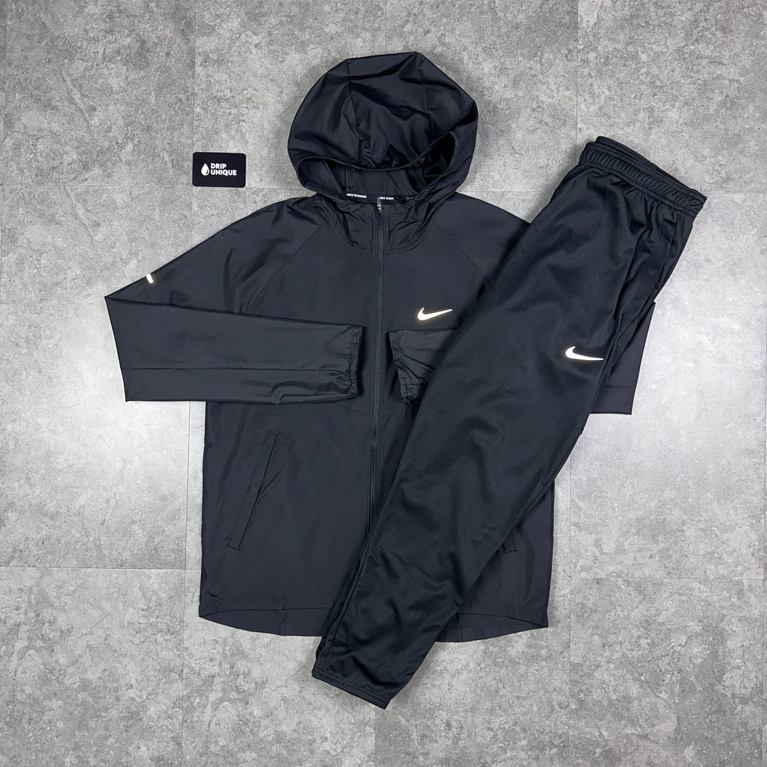 Nike Repel Miler Windrunner Jacket Black & Black Nike Challenger Pants Set, Nike Sets, dripuniqueuk