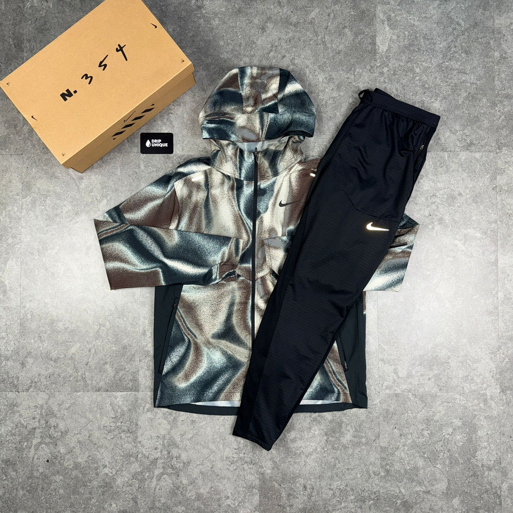Nike Repel Miler Windrunner Jacket Black Multicolour & Black Nike Phenom Pants Set, Nike Sets, dripuniqueuk