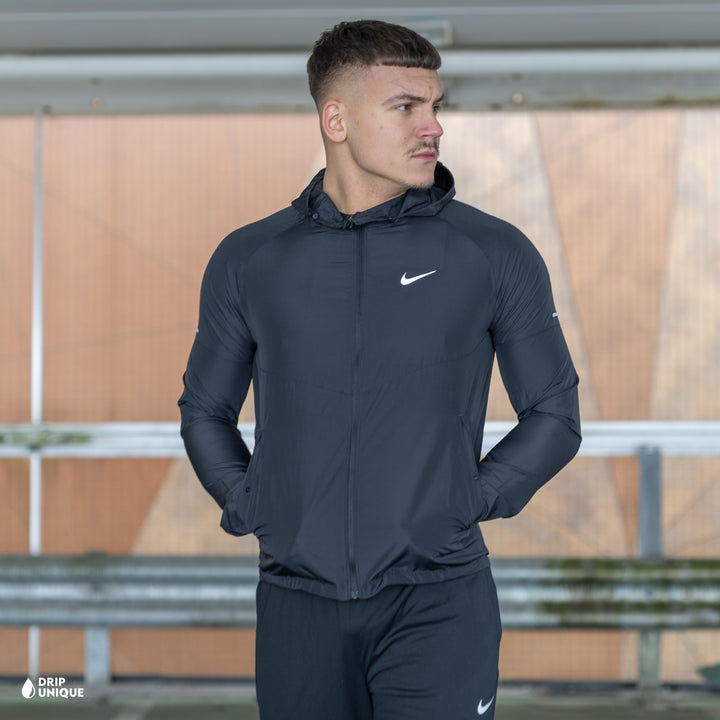 Nike Repel Miler Windrunner Jacket Black & Black Nike Challenger Pants Set, Nike Sets, dripuniqueuk