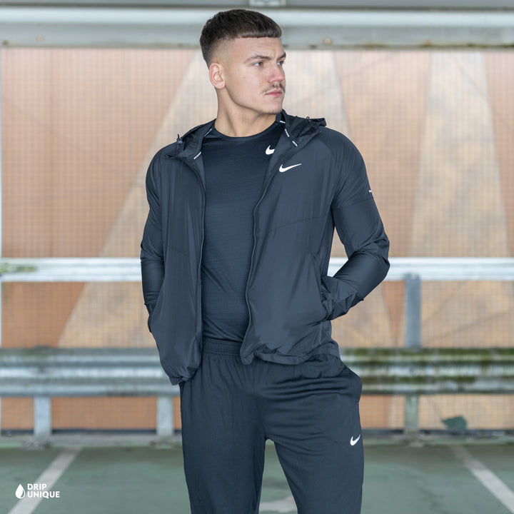 Nike Repel Miler Windrunner Jacket Black & Black Nike Challenger Pants Set, Nike Sets, dripuniqueuk
