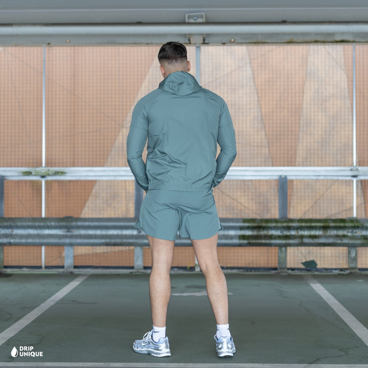 Nike Repel Miler Windrunner Jacket Clay Green & Green Challenger Shorts Set, nike jacket set, dripuniqueuk