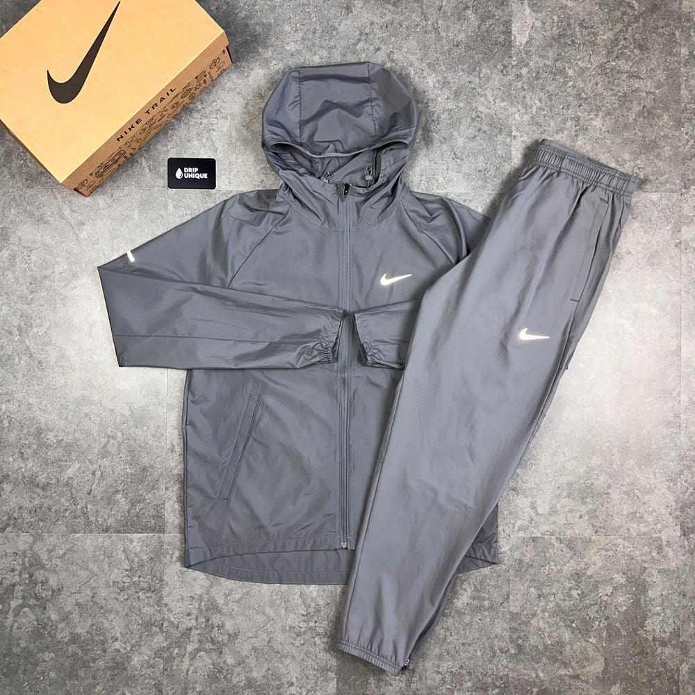 Nike Repel Miler Windrunner Jacket Grey & Grey Nike Challenger Pants Set, Nike Sets, dripuniqueuk