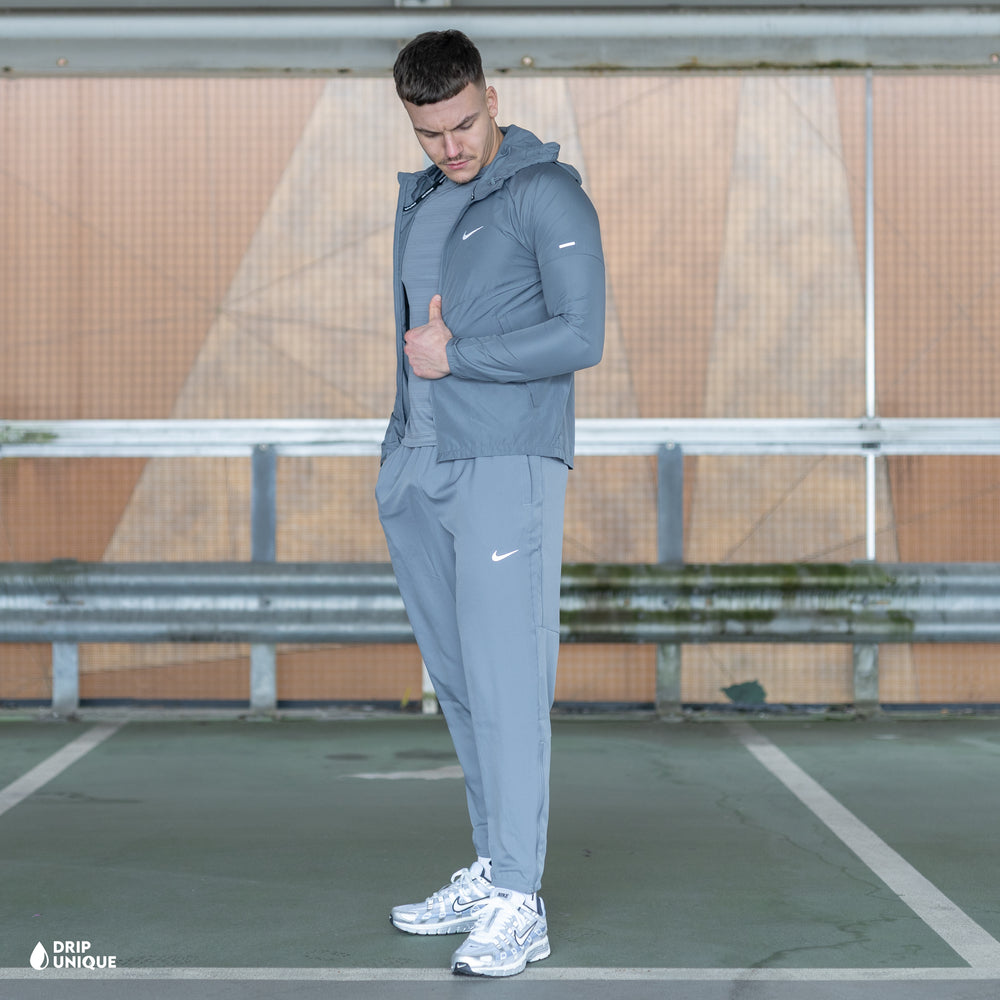 Nike Repel Miler Windrunner Jacket Grey & Grey Nike Challenger Pants Set, nike sets, dripuniqueuk