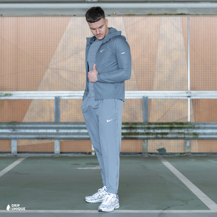 Nike Repel Miler Windrunner Jacket Grey & Grey Nike Challenger Pants Set, nike sets, dripuniqueuk