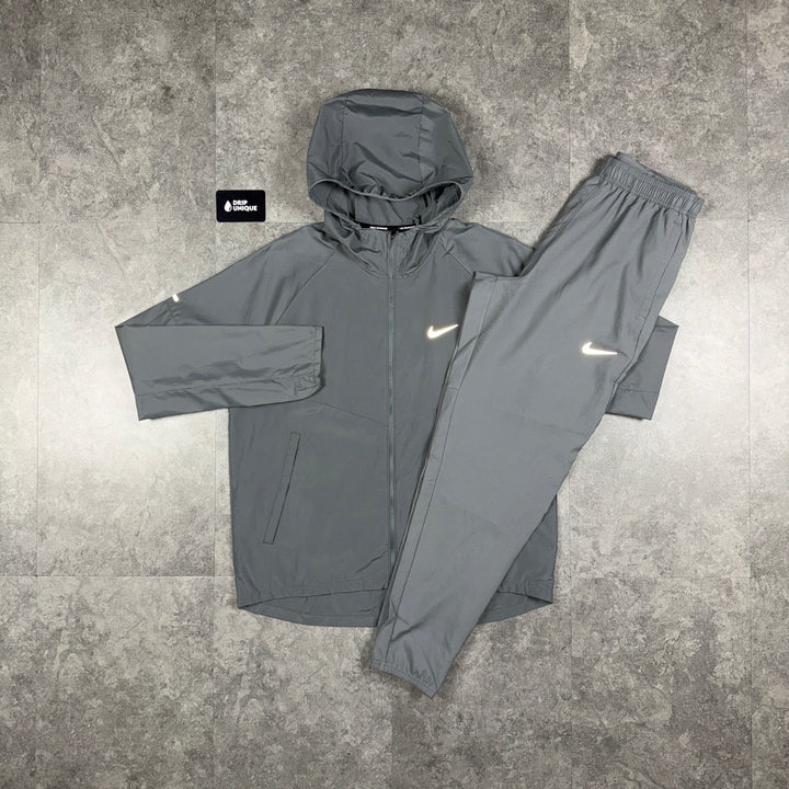 Nike Repel Miler Windrunner Jacket Grey & Grey Nike Challenger Pants Set, nike sets, dripuniqueuk