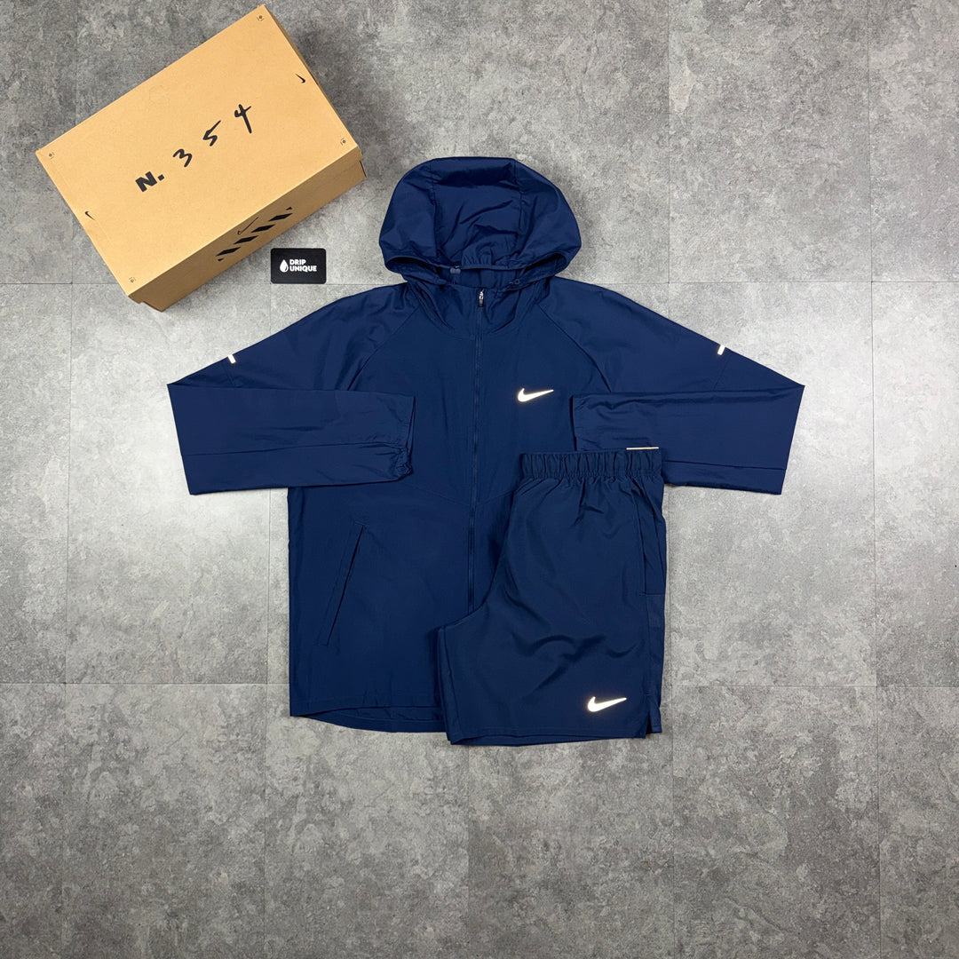 Nike Repel Miler Windrunner Jacket Midnight Navy & Navy Challenger Shorts Set, nike set, dripuniqueuk