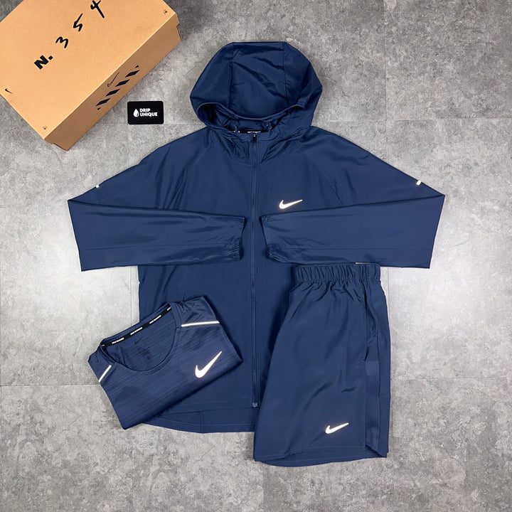 Nike Repel Miler Windrunner Jacket Thunder Blue & Blue Challenger Shorts Set, Set Nike, dripuniqueuk
