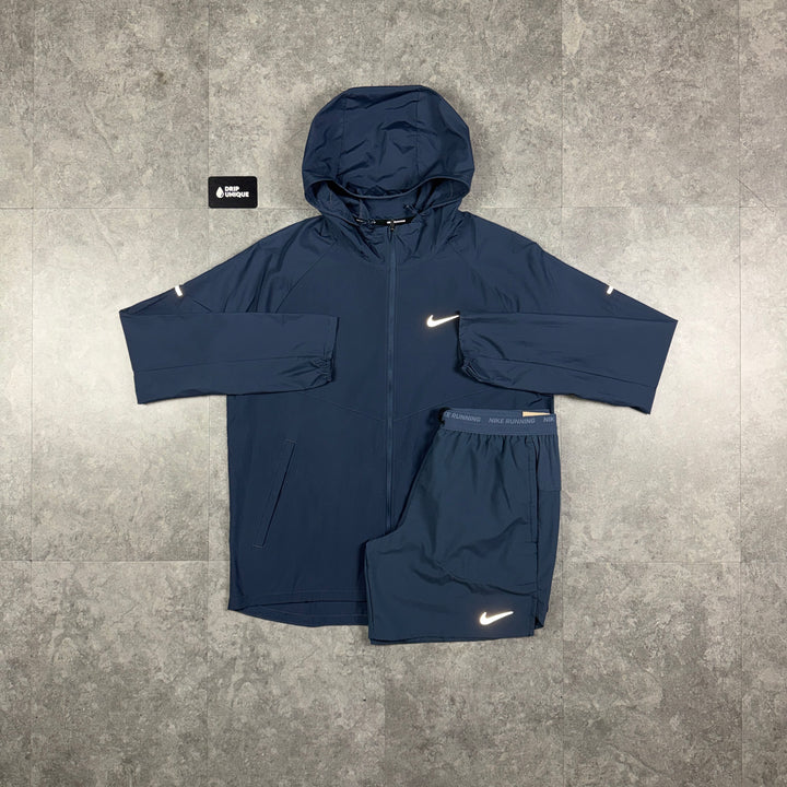 Nike Repel Miler Windrunner Jacket Thunder Blue & Blue Flex Stride Shorts Set, nike set, dripuniqueuk