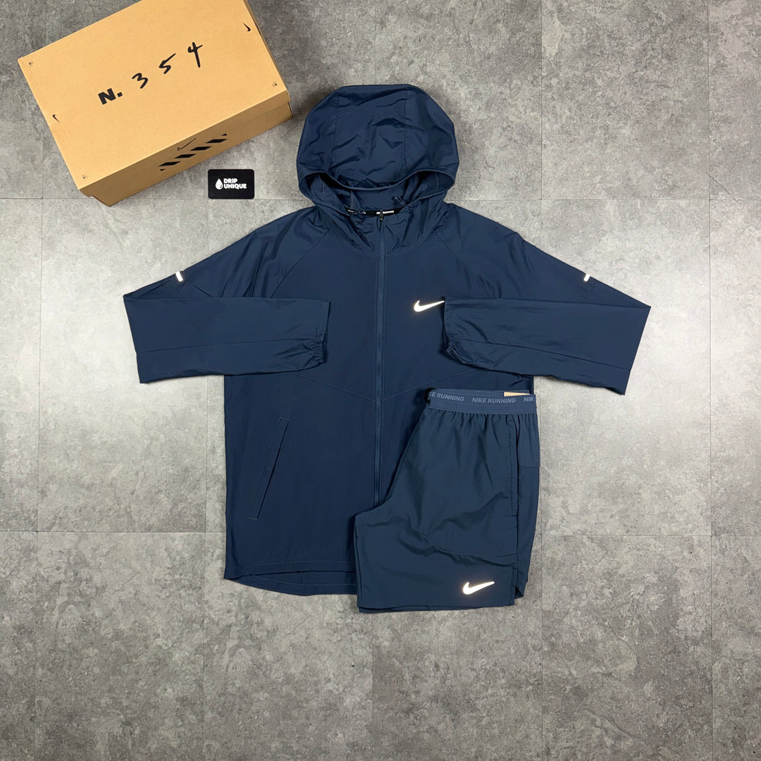 Nike Repel Miler Windrunner Jacket Thunder Blue & Blue Flex Stride Shorts Set, nike windrunner sets, dripuniqueuk