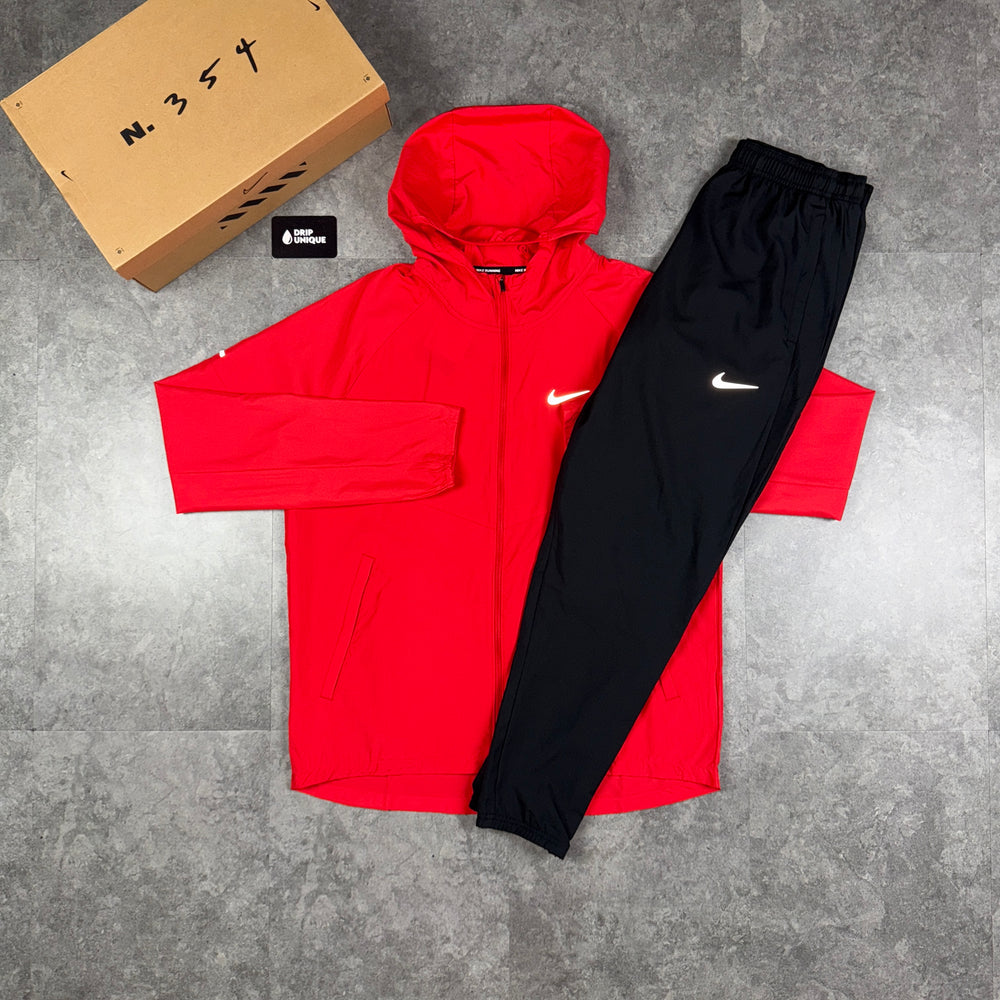 Nike Repel Miler Windrunner Jacket University Red & Black Nike Challenger Pants Set, Nike Sets, dripuniqueuk