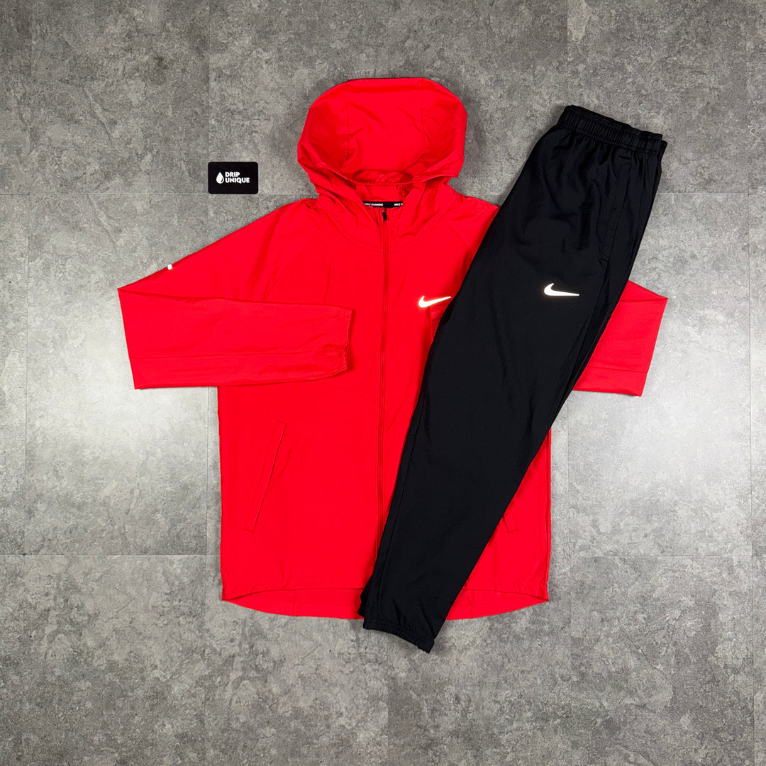 Nike Repel Miler Windrunner Jacket University Red & Black Nike Challenger Pants Set, Nike Windrunner Set, dripuniqueuk