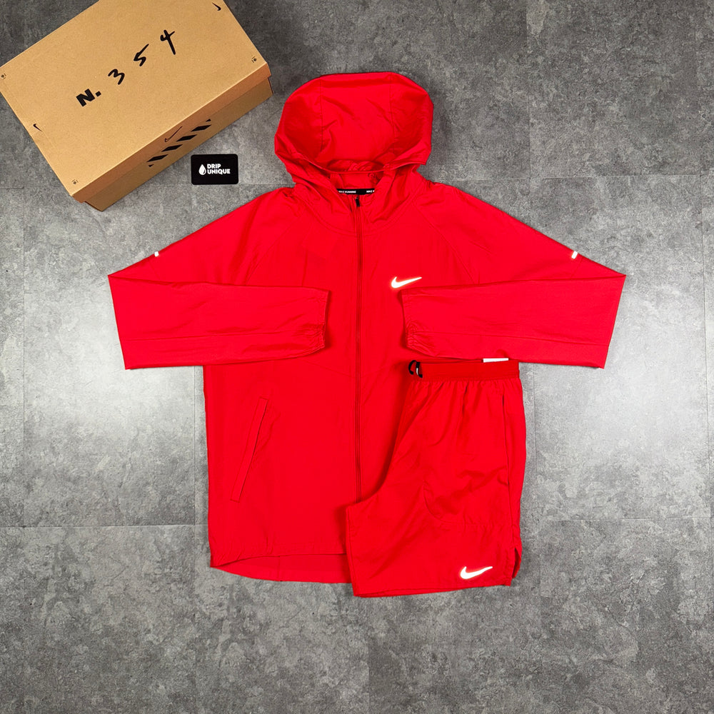 Nike Repel Miler Windrunner Jacket University Red & Red Flex Stride Shorts Set, Nike Sets, dripuniqueuk