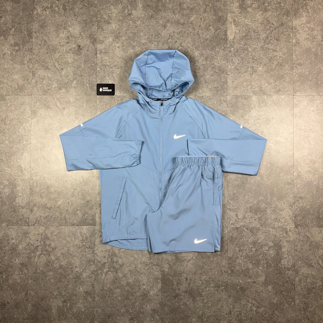Nike Repel Miler Windrunner Jacket Worn Blue & Blue Challenger Shorts Set, nike miler repel set, dripuniqueuk