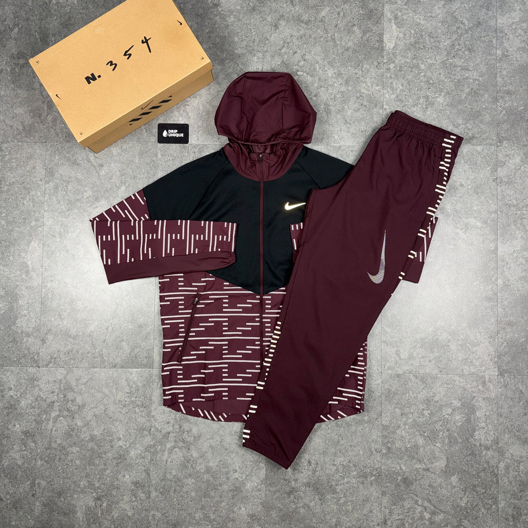 Nike Repel Running Division Flash Windrunner Jacket Maroon & Maroon Nike Challenger Pants Set, nike tracksuit, dripuniqueuk