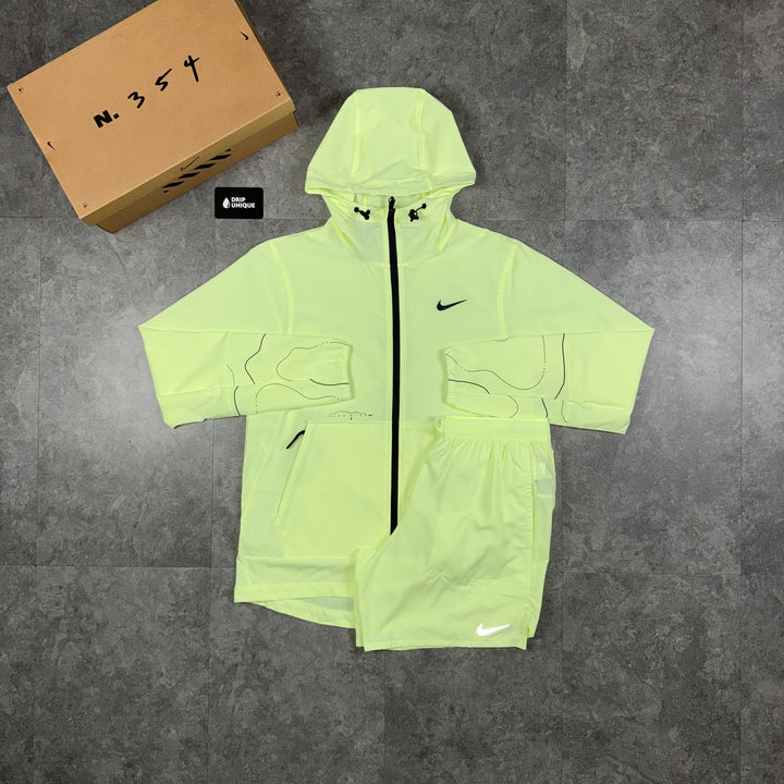 Nike Repel “Just Do It” Windrunner Jacket Barely Volt & Volt Flex Stride Shorts Set, nike windrunner set, dripuniqueuk