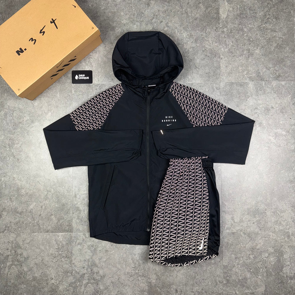 Nike Running Division Flash Windrunner Jacket & Shorts Set Black, Nike Sets, dripuniqueuk 1