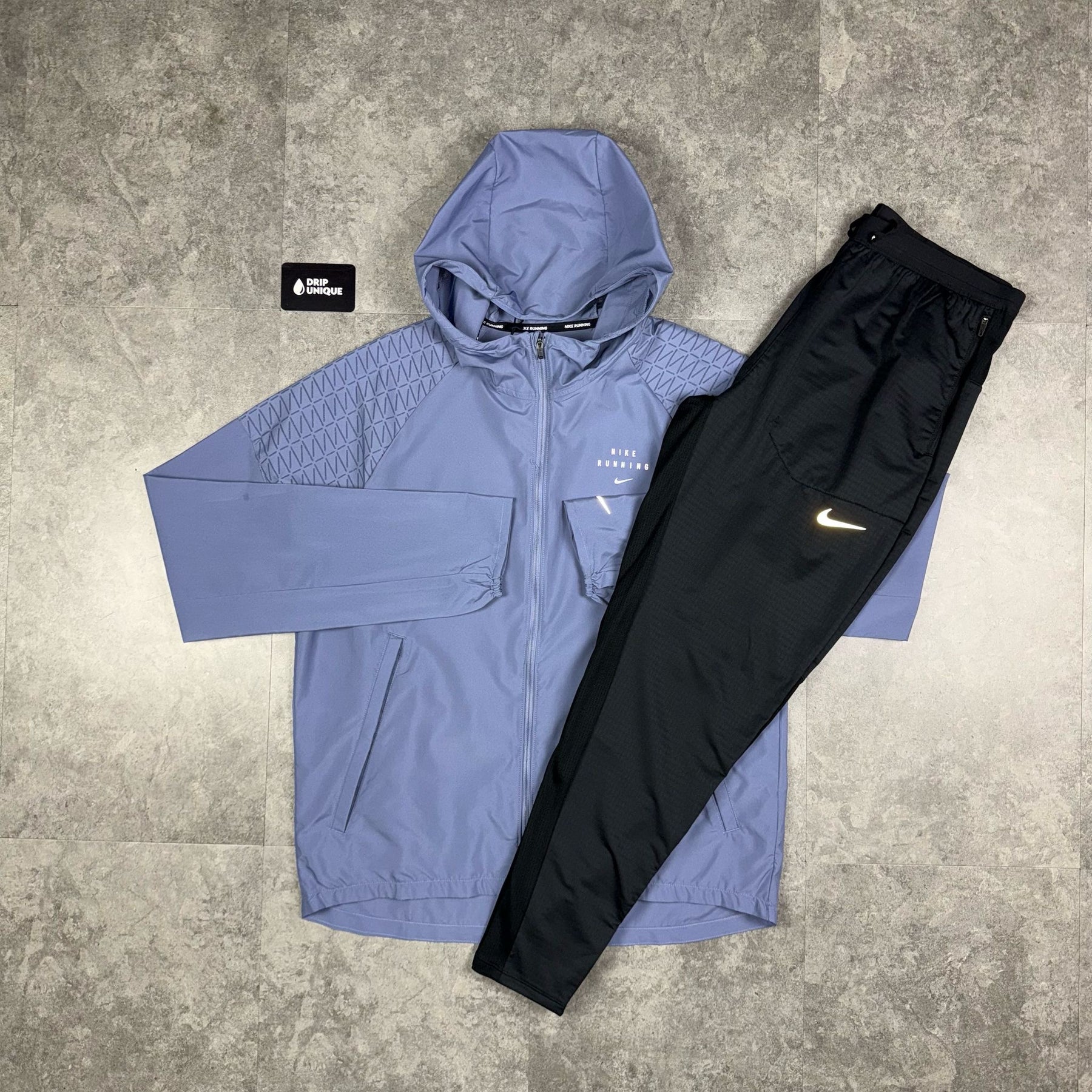 Nike Running Division Windrunner Jacket Light Blue Black Nike Phenom Pants Set