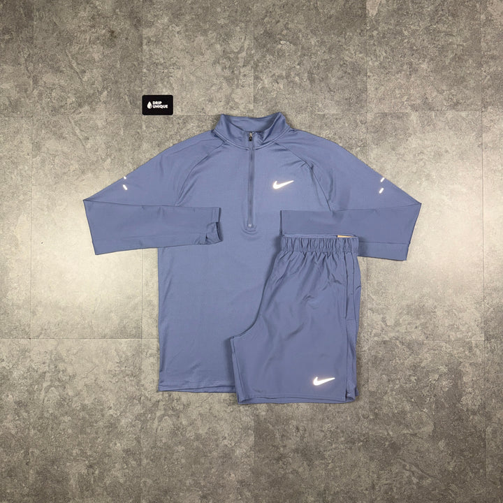 Nike Stride 1/4 Zip Top Indigo & Indigo Challenger Shorts Set, nike set, dripuniqueuk