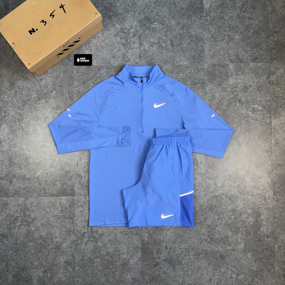 Nike Stride 1/4 Zip Top Sapphire Blue & Blue Challenger Shorts Set, nike set, dripuniqueuk