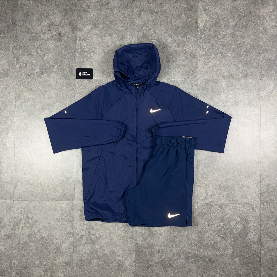 Nike Stride UV Windrunner Jacket Midnight Navy & Navy Challenger Shorts Set, nike set, dripuniqueuk