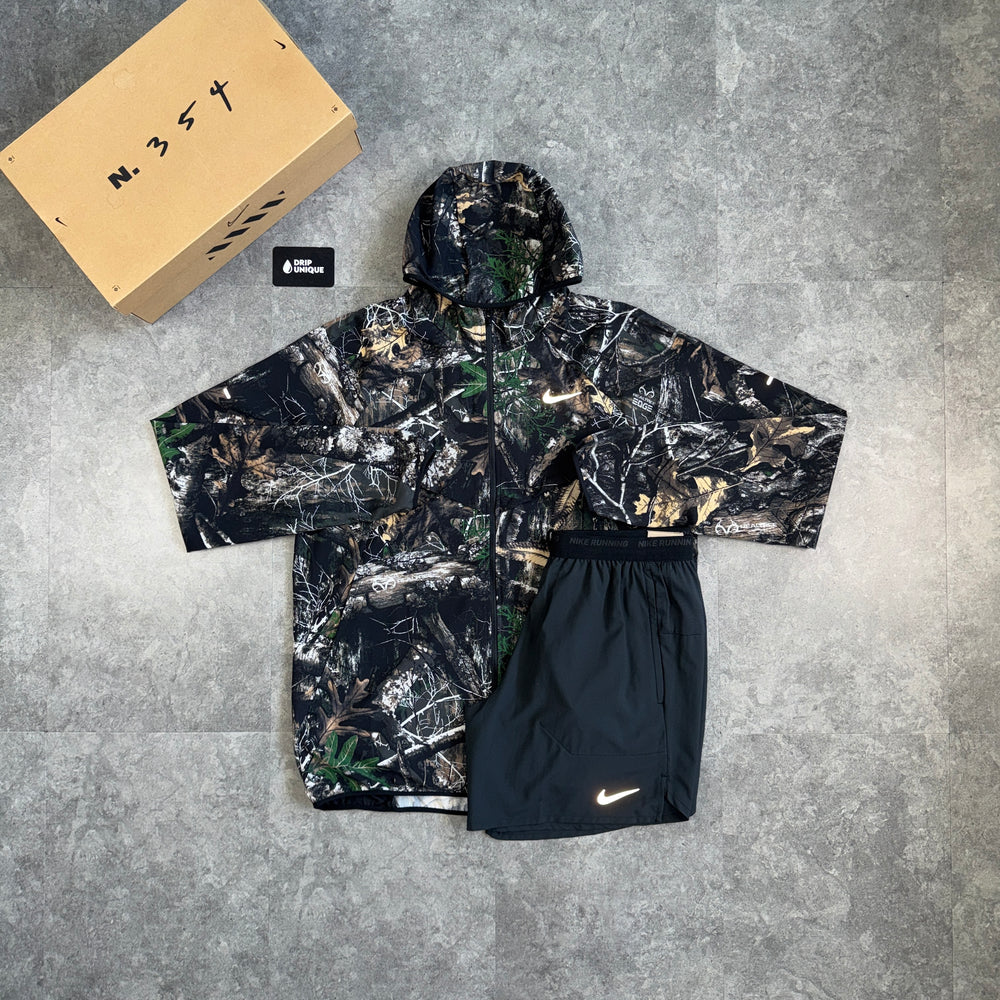 Nike Stride UV Windrunner Jacket Realtree & Black Flex Stride Shorts Set, nike jacket set, dripuniqueuk