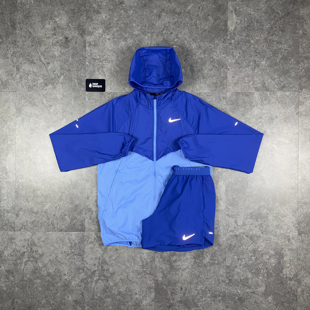 Nike Stride UV Windrunner Jacket Royal Pulse & Royal Pulse Flex Stride Shorts Set, nike set, dripuniqueuk
