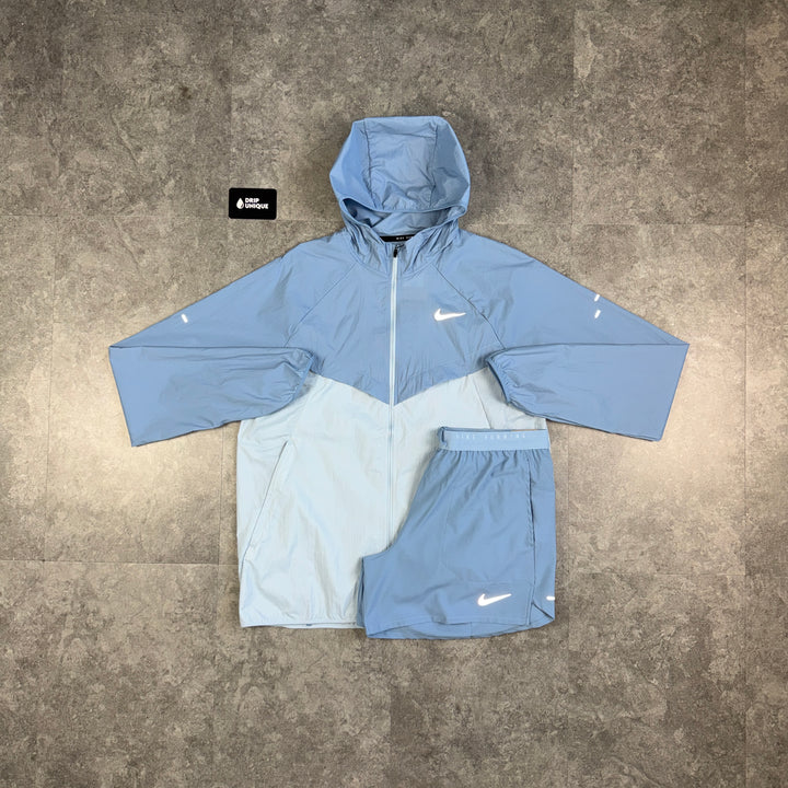 Nike Stride UV Windrunner Jacket Worn Blue & Worn Blue Flex Stride Shorts Set, nike set, dripuniqueuk