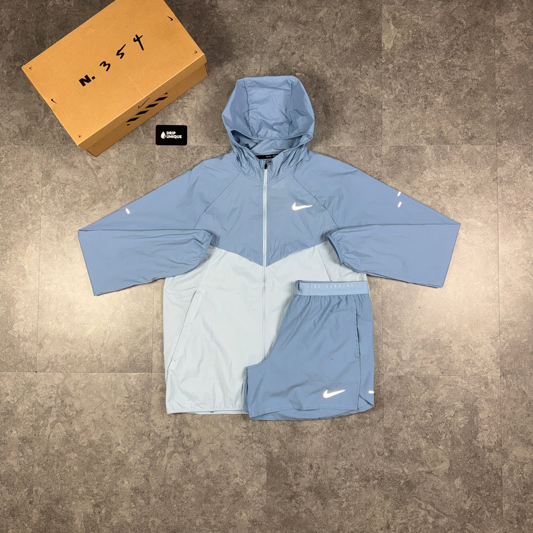 Nike Stride UV Windrunner Jacket Worn Blue & Worn Blue Flex Stride Shorts Set, nike uv set, dripuniqueuk
