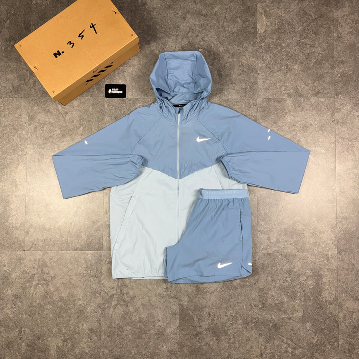 Nike Stride UV Windrunner Jacket Worn Blue & Worn Blue Flex Stride Shorts Set, nike uv set, dripuniqueuk