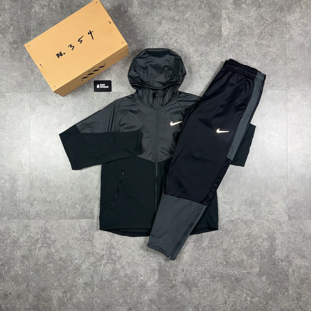 Nike Therma-Fit Repel Miler Windrunner Jacket Black & Black Nike Therma-Fit Pants Set, nike windrunner set, dripuniqueuk