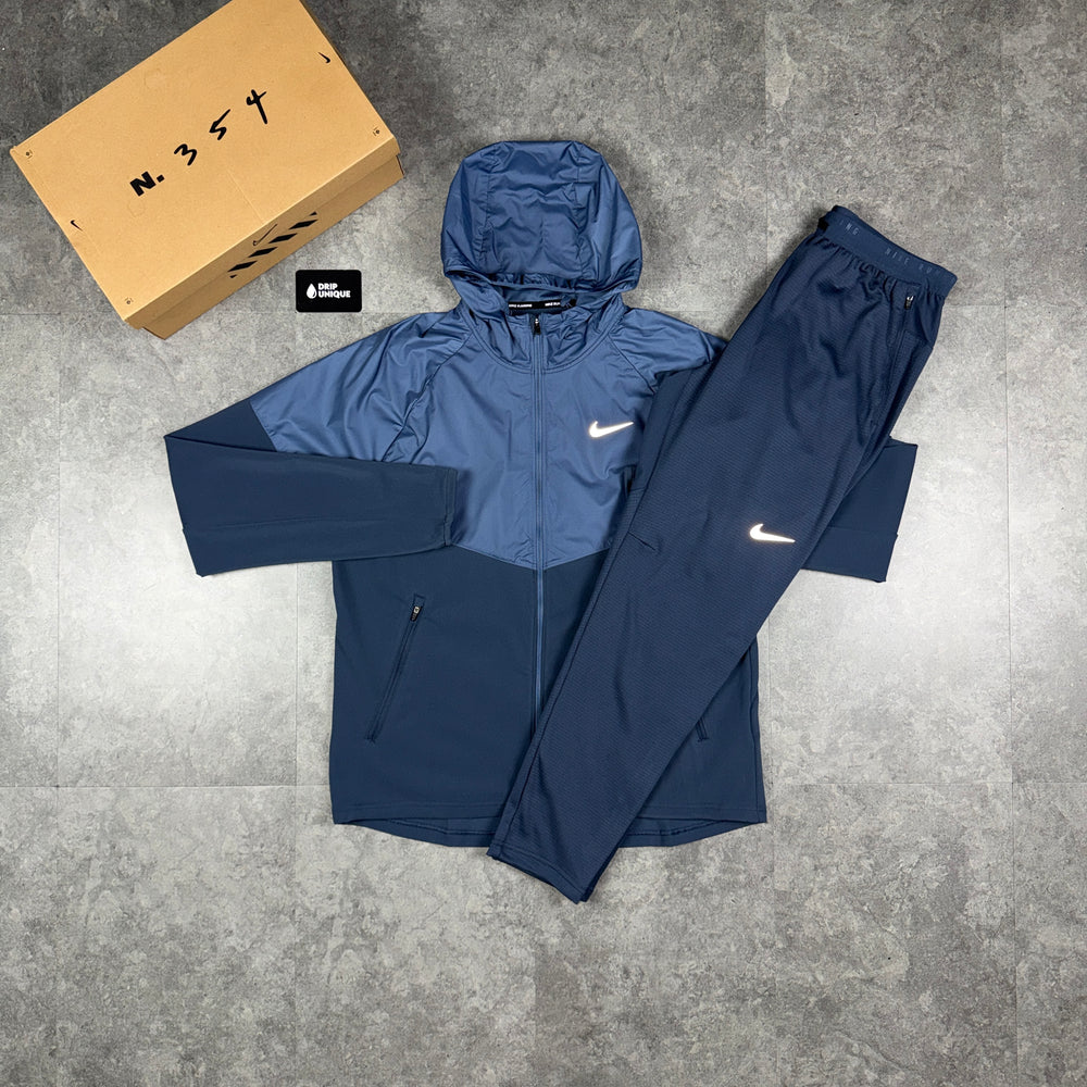 Nike Therma-Fit Repel Miler Windrunner Jacket Thunder Blue & Blue Nike Phenom Pants Set, nike therma fit set, dripuniqueuk