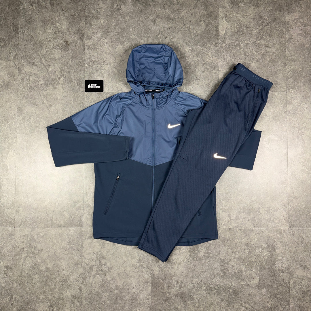 Nike Therma-Fit Repel Miler Windrunner Jacket Thunder Blue & Blue Nike Phenom Pants Set, nike set, dripuniqueuk