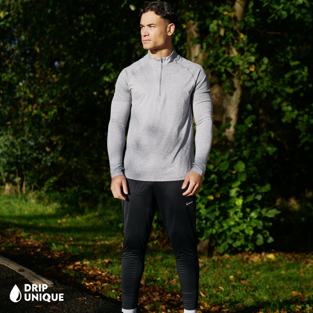 Nike Therma 1/4 Zip Grey & Black Phenom Pants Set, Nike Sets for men, dripuniqueuk