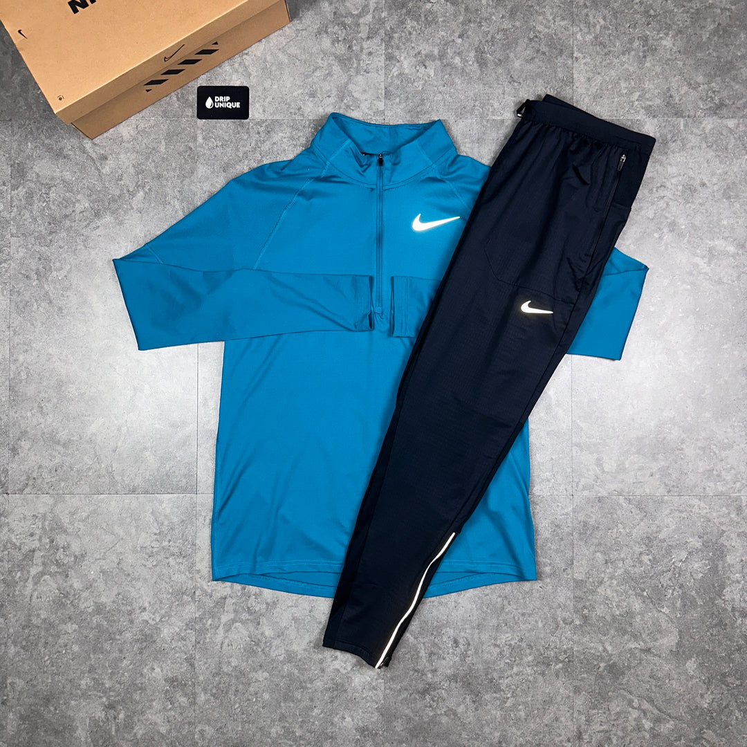 Nike Therma 1/4 Zip Top Aqua Blue, Nike Half Zip, dripuniqueuk